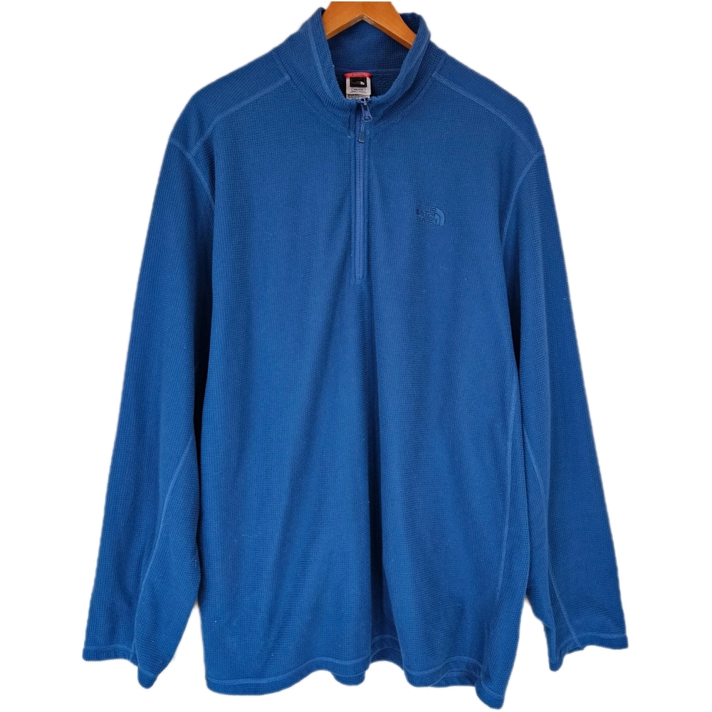 The North Face Quarter Zip Waffle Fleece Pullover Men's XXL Lightweight Blue